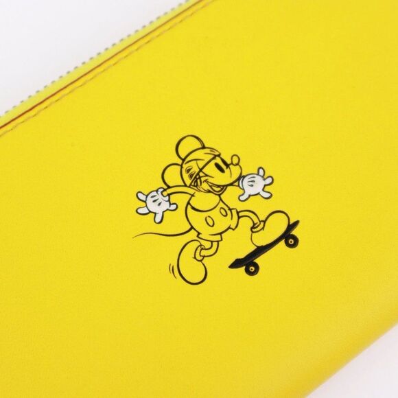 New Coach Disney Mickey Riding Skateboard Accordion Zip Wallet Banana Yellow - Picture 12 of 12
